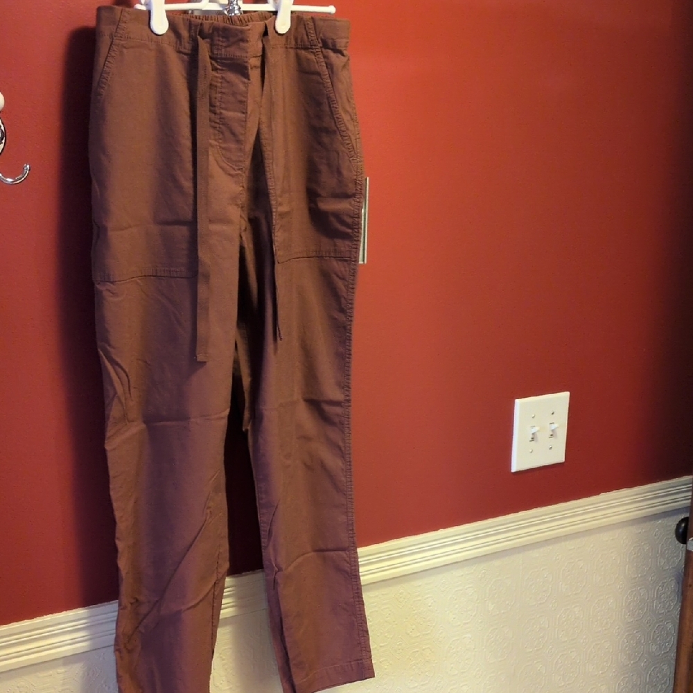 Nicole Miller Women's Rust Drawstring Cargo Pants